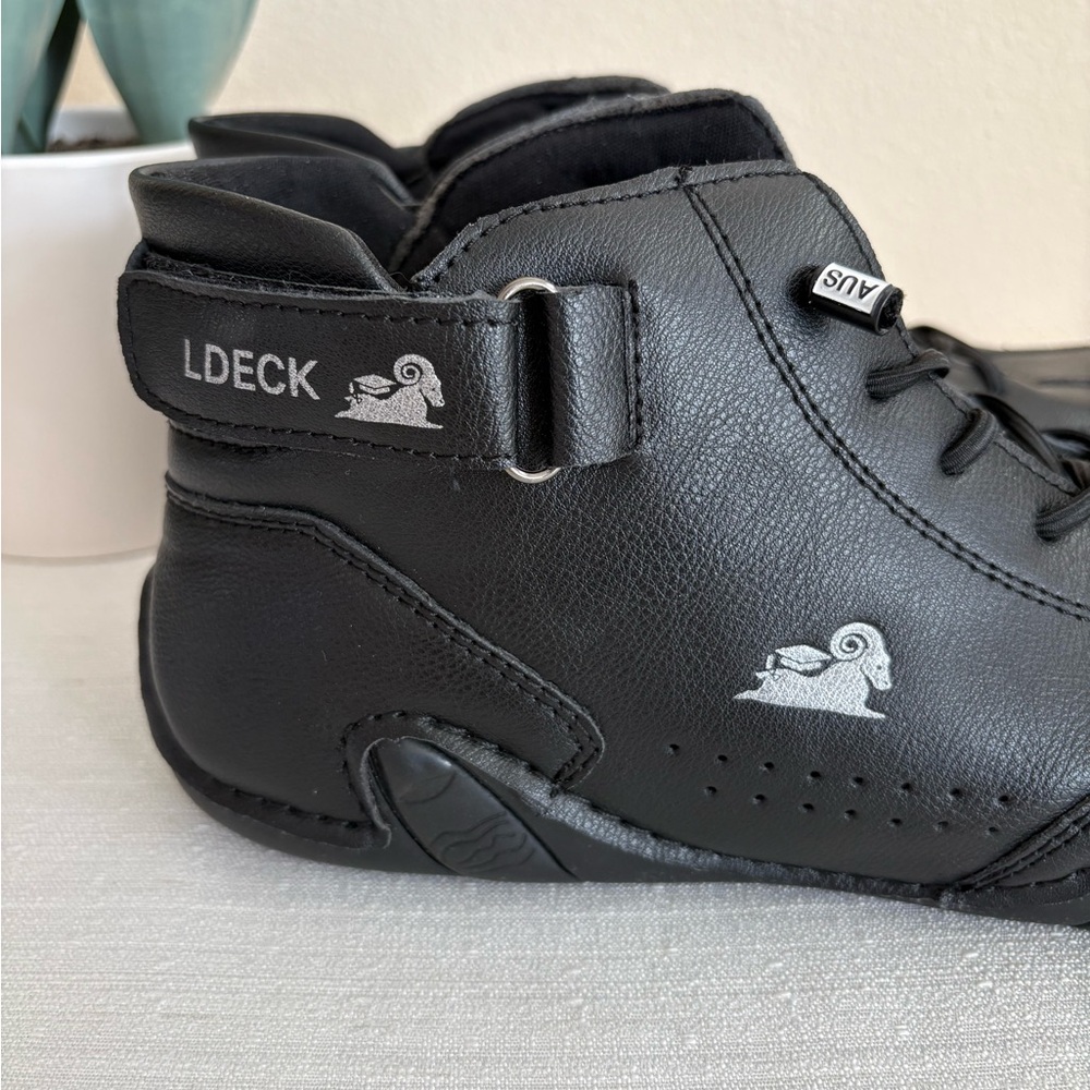 L.Deck Black Faux Leather High-Top Sneakers Men’s EU42 US9 - Picture 12 of 15